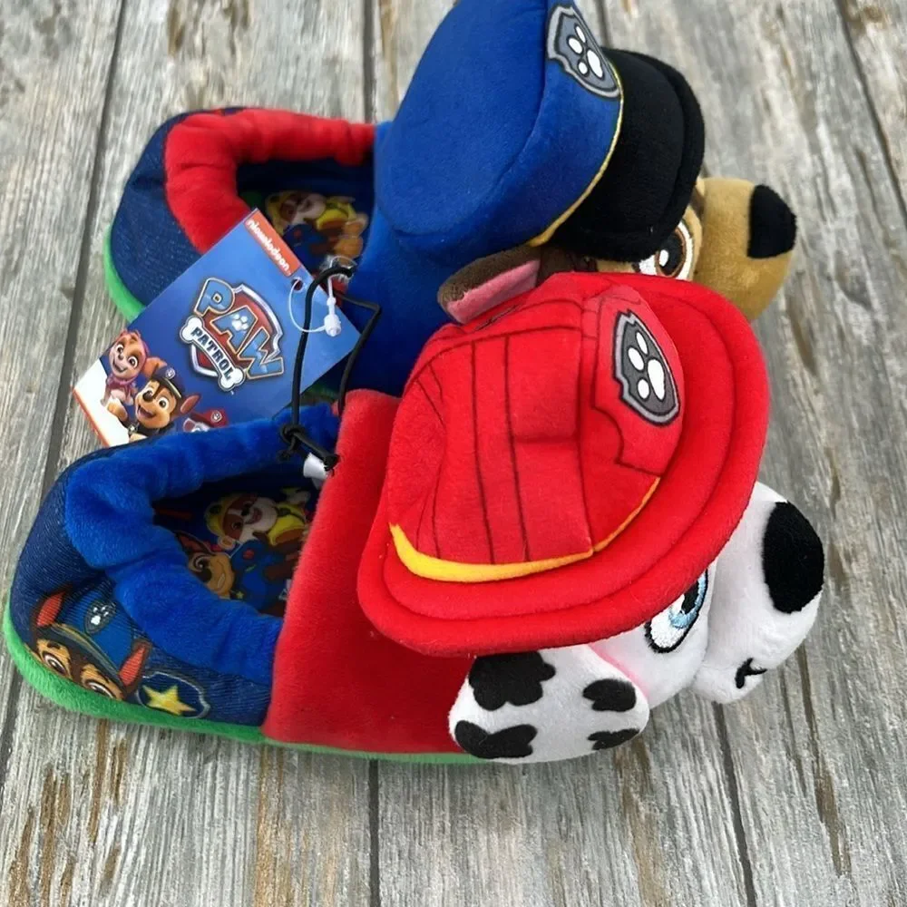 Baby Toddler Boy Plaid & Aline Paw Patrol Plush Slippers Shoes 2-Pack Size 7-8